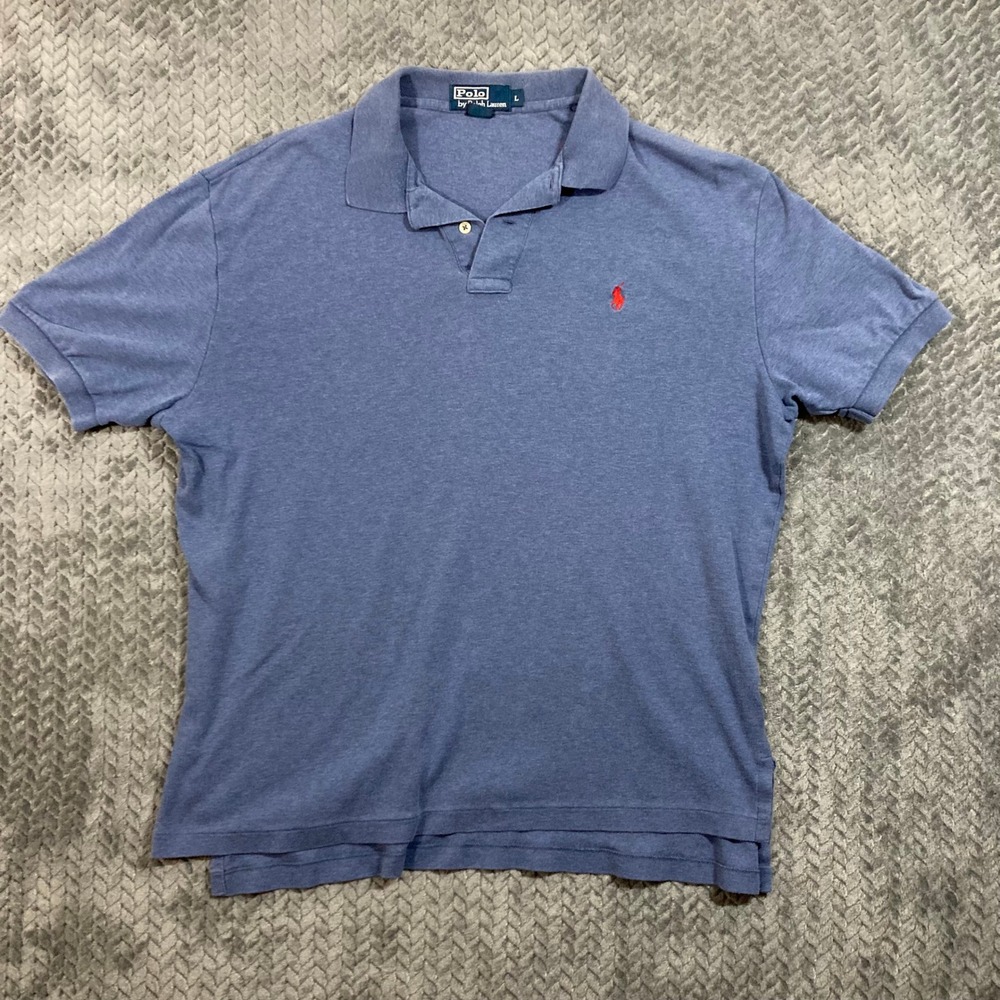 Polo by Ralph Lauren Polo Shirt Mens L Blue Short Sleeve Pony Red Logo